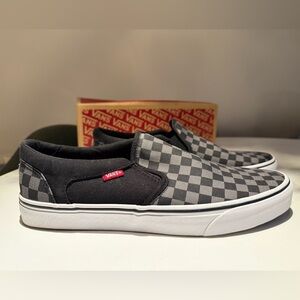 Vans Black and Gray Checkerboard Slip-Ons